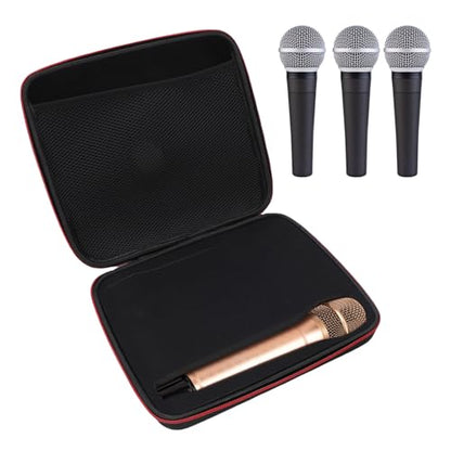 Pssopp Wireless Microphone Case Polyester Mic Travel Bag Holds 4 Handheld Microphones with Shockproof Sponge Lining Water Resistance Storage for DJs Churches Weddings