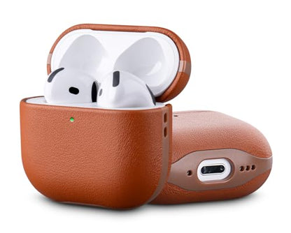 Edge Series - Leather Case for AirPods 4th Generation - Brown | Artisan Hand-Wrapped Case - Top Grain Leather - Microfiber-Lined Scratch Protection - Compatible with Wireless Charging - color: Brown, size: Edge Series