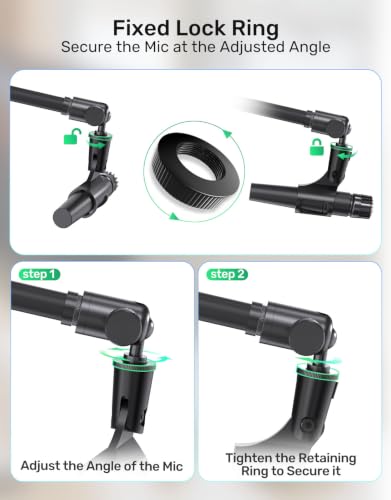 Ball and Socket Head Microphone Adapter with 360° Swivel Angle Adjustment | up to 2kg(4.4 lbs) / All-metal construction / Supports Shure SM7B and other heavy mics