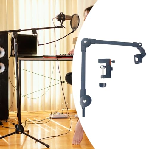 Arm Adjustable Holder Desk Clamp Alloy Construction Mic Clip Cable Management Suitable for Podcasting Studio, with clip
