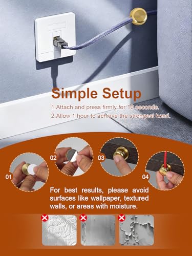 Wider Base Strong Adhesive Desk Cord Holder 3 Pack, Aluminum Gold | Screw-top Cord Holder for Nightstand, Cable Holder Desk Organizer for Phone Charger, Cable Management Clips