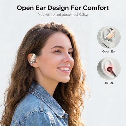 Open Ear Headphones Air Conduction Wireless Earbuds with Mic LED Digital | 42H Playtime Clear Call Over Earphones Lightweight Waterproof Secure Earhooks for Sport Workout Running Travel Business