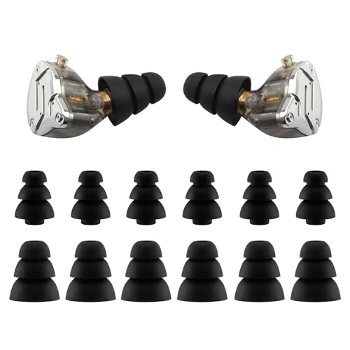 Replacement Triple Flange Ear Tips for KZ ZS10 Pro Earbuds, S/L | Soft Silicone Earbud Tips, 6 Pairs