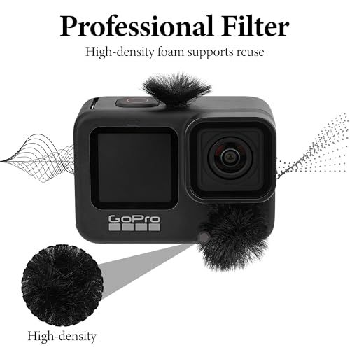 Geekria for Creators Camera Mic Wind Muff Compatible with GoPro Hero 13, 12, 11, 10, 9, 8 Action Camera, Dead Cat Windscreen Microphone Cover for Hero Series (Black) - color: Black