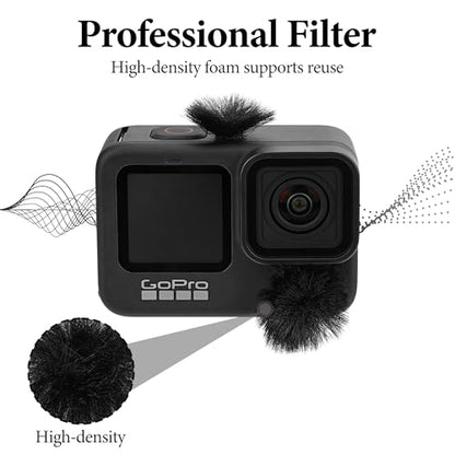Geekria for Creators Camera Mic Wind Muff Compatible with GoPro Hero 13, 12, 11, 10, 9, 8 Action Camera, Dead Cat Windscreen Microphone Cover for Hero Series (Black) - color: Black