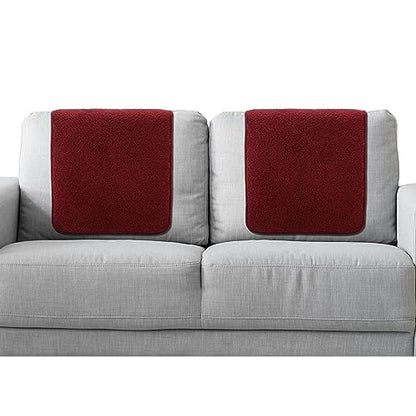 Frienda 2 Pieces Recliner Headrest Covers Sofa Headrest Protector for Recliner Chair Couch Furniture Non Slip for Living Room(Burgundy) - color: Burgundy