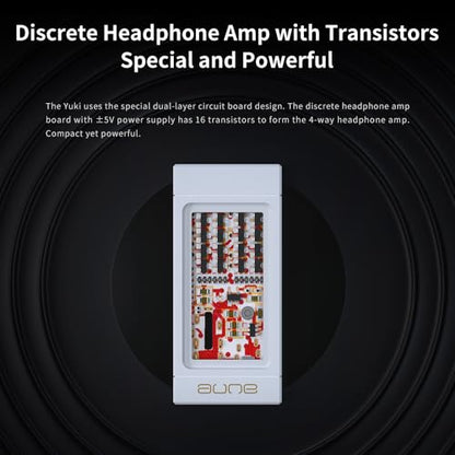 aune Yuki Portable DAC with Headphone Amp,Completely Separate DAC and AMP Ceramic Substrate Structure,32bit/768k DSD256 USB C Dongle with 3.5mm 4.4mm Output High-Res Lossless for Smartphone PC Laptops