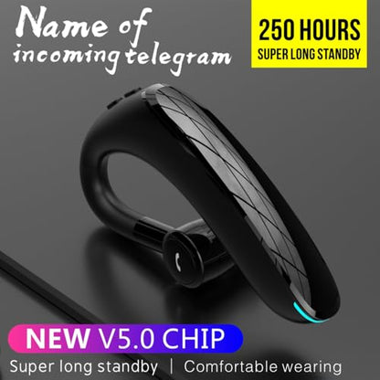 AYI Bluetooth Earpiece Headphone Dual Noise Cancelling Mic Painless Open-Ear Handsfree Stereo Sound Left/Right Changeable Earhook Earphones for Driving/Business/Gym-Single Ear Headset F900 Black - color: Single Ear Headset F900 Black
