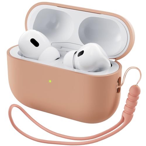 ORNARTO for AirPods Pro 2 Case, Hybrid Silicone, Dark Salmon | Hybrid Silicone Rubber, Front LED Visible, Wireless Charging, Skin-Friendly Soft Touch, Anti-Scratch, Detachable Lanyard - color: Dark Salmon
