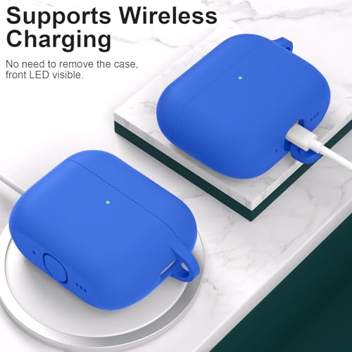 for AirPods Pro 3 Case Cover, Protective Soft Silicone with Keychain Cleaning Pen for Women Men for Apple AirPods Pro 3rd Generation Case(2025), Front LED Visible, Blue - color: D-Blue