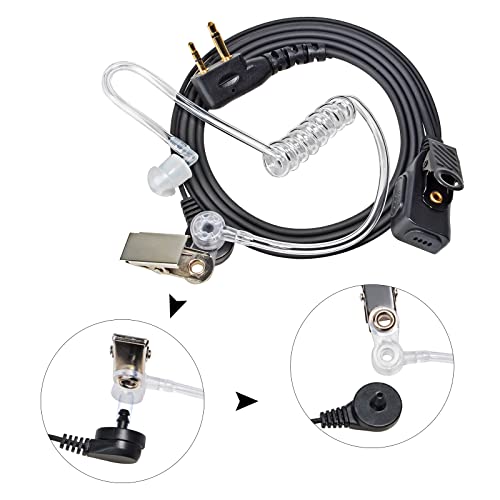 Walkie Talkie Earpiece for Midland Walkie Talkies GXT1000VP4 LXT500VP3 GXT1050VP4 GXT1000XB, Two Way Radio Surveillance Earpiece Headset Ear Piece with Mic and Clear Acoustic Coil Tube, Pack of 2