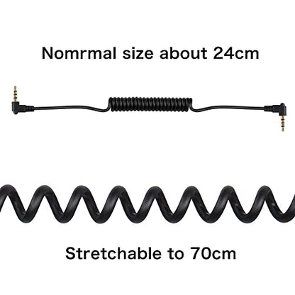 YACSEJAO 3.5mm TRS to TRRS Microphone Cable Coiled 90 Degrees 1/8" Male to Male Coiled Right Angle Mic Cord for Recording Microphones