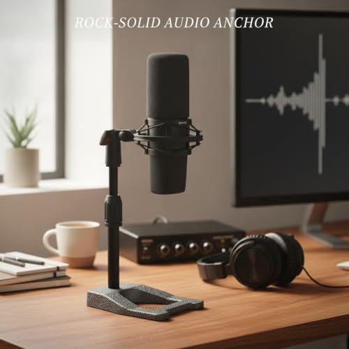 Desktop Microphone Stand Base, Heavy Weighted Metal A-Shape Anchor for Streaming and Recording, Stable 13-Inch Footprint