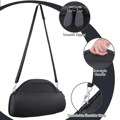 co2CREA Case for JBL Charge 6 Portable Bluetooth Speaker, Black | High-Density Foam Padding, Reinforced Handle, Detachable Shoulder Strap, Compact Lightweight Design, Dust Protection - color: Black Case