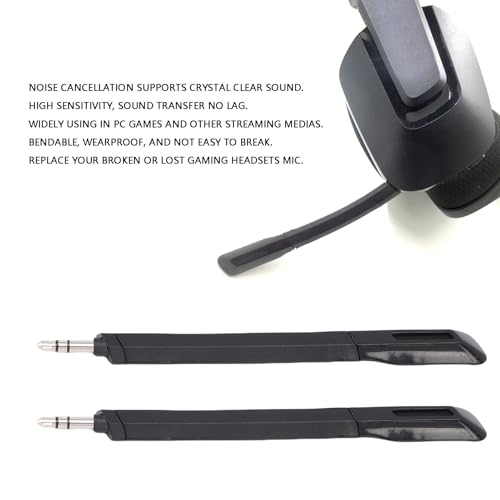 2Pcs Microphones Replacement for G733 Lightspeed Wireless Gaming Headset 3.5mm Detachable Noise Cancelling Mic