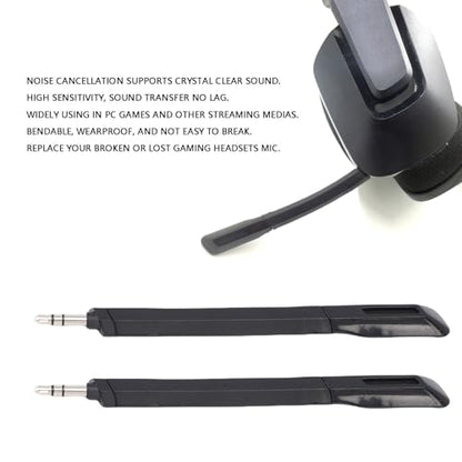 2Pcs Microphones Replacement for G733 Lightspeed Wireless Gaming Headset 3.5mm Detachable Noise Cancelling Mic