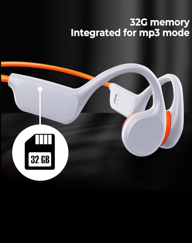 Atopskins Swimming Waterproof Bone Conduction Headphones Bluetooth 5.3 lPX8 Underwater Waterproof Headphones for Swimming with 32GB MP3 Player Built in Earbuds for Sport Running Cycling Gym (White)