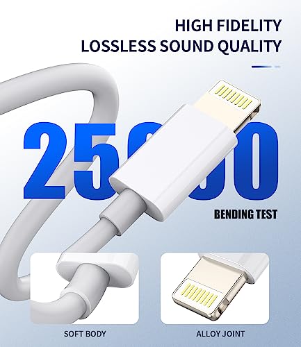 Lightning to 3.5mm Headphone Converter(2Pack) 3in1 MFI Certified for iPhone AUX Adapter Dongle for 11 12 13 14 Pro Max 6 7 8 Plus X XR for iPad Music Cord Audio Charger Jack Cable Splitter