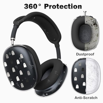 for AirPods Max Headphones Halloween Ear Covers for AirPods Max 2 | Cute Ghost Clear Ear Cups Cover | Black Silicone Ear Pad Case Headband Cover for Apple AirPods Max 2/1 (2026/2024/2020) - color: Ghost D/Black