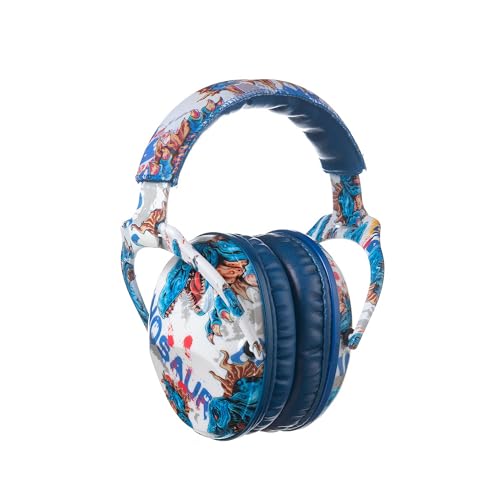 Kids Ear Protection Safety Ear Muffs, NRR 25dB Noise Reduction Children Earmuffs, Hearing Protectors for Sleeping, Studying, Airplane, Concerts, Fireworks-Dinosaur with Blue Band - color: Blue Band Dinosaur