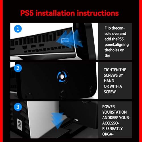PS5 Stand with Controller Charging Station: 2.5 Hours Fast Charging Dock - Vertical Stand for PlayStation 5 Slim - PS5 Accessories with Headphone Holder & Dual Controller Charger - color: Black