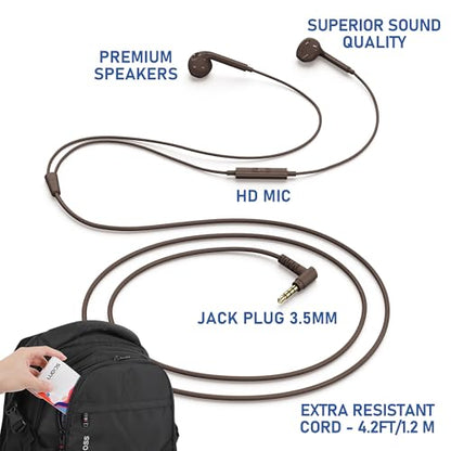 LUDOS Zenith Wired Earbuds in-Ear Headphones, 5 Year Warranty, Earphones - color: Brown, size: 3.5 mm