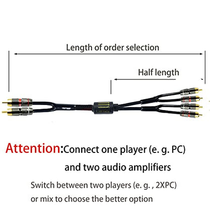 Arklove 10ft Shielded RCA Plug Splitter Stereo Audio Video Cable 2 Male to 4 Male Dual Speaker Y Adapter Connector Extension Cord 24k Gold Plated 1 Input 2 Output - size: 10ft, style: 2male to 4male