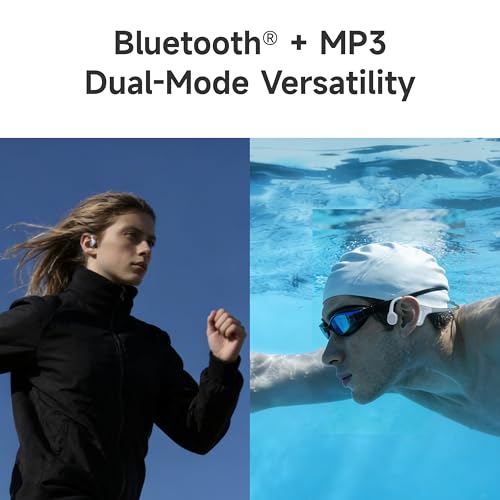 DREAME Aqua Plus Bone Conduction Headphones, Open-Ear Headphones, IP68 Waterproof Swimming Earbuds, Bluetooth 5.2 & MP3 Dual Mode, 32GB Storage, Secure Fit for Swimming, Gym and Running, Gray - color: Gray
