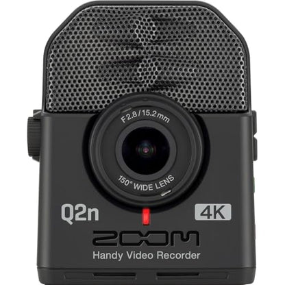 Zoom Q2n-4K Handy Video Recorder, 4K/30P UHD Video, Compact Size, Stereo Microphones, Wide Angle Lens, for Recording Music, Video, YouTube Videos, Livestreaming Bundle with Accessories