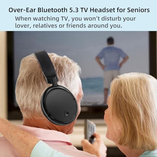 Wireless Headphones for TV, Bluetooth5.3 Over Ear Headphone with RM Radio Function, Lightweight Wireless TV Headset for Seniors, 30Hrs Playtime, No Audio Delay Blutooth Headsets for TV,Phone,Computer