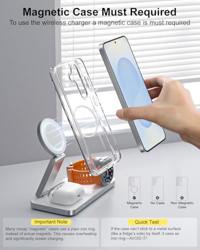 3 in 1 Wireless Charger for Samsung Galaxy, 15W Magnetic Super Fast Charging Station for MagSafe Samsung Galaxy S26 Ultra S25 S24 Z Fold Flip 8 Watch 8 7 Buds 4 3 Pro, Not for Watch 9/Ultra 2 - color: White