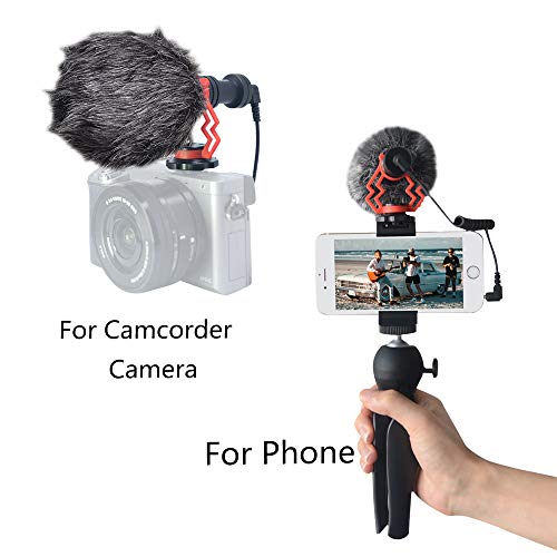 VM-M03 Metal Shotgun Video Microphone Compact On-Camera Cardioid Directional Condenser Mini Recording Mic with Deadcat Windscreen for Smartphone DSLR Cameras and Camcorders Mac Tablet