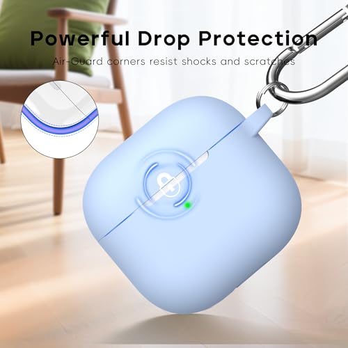 RFUNGUANGO for AirPods 4 Case, Sky Blue | Cleaner Kit, Carabiner, Soft Silicone Protective Cover, Wireless Charging Compatible - color: B-Sky Blue, size: AirPods 4 Case