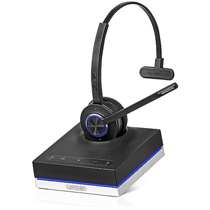 Leitner LH670 3-in-1 Wireless Office Headset with Mic – Wireless DECT Headset for Office Phone, Computer and Cell Phone – 5 Year Warranty – Single-Ear | Single-ear, over-the-head, DECT-not Bluetooth, office phone, computer, cell, Cisco, Yealink, Polycom,