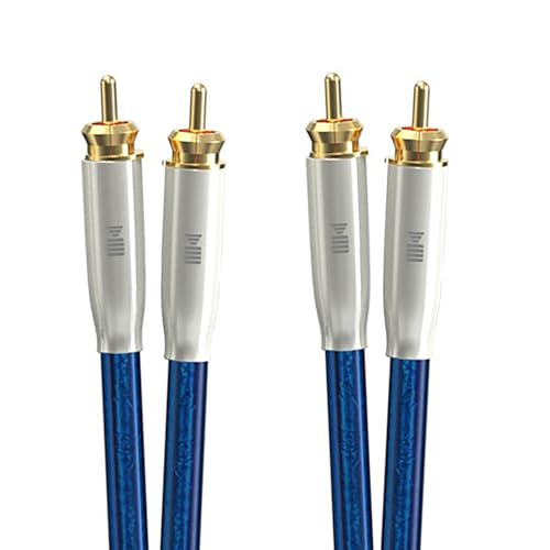 Dual RCA Audio Cable Silver-Plated Single-Crystal Copper (OCC Process) 2RCA M/M Stereo HiFi Sound Signal Noise Reduction Shielded Premium RCA Sapphire Blue PVC for AMP/DACs/Home Theater - size: 9.8FT/3.0M