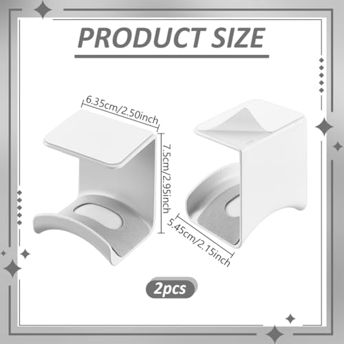 AHANDMAKER 2 Pack Headphone Stand for Desk Headphone Holder with Adhesive Gaming Headphones Hanger Under Desk Shelf Mounting Hooks for Bedroom Gaming Setup Organization, White - color: White