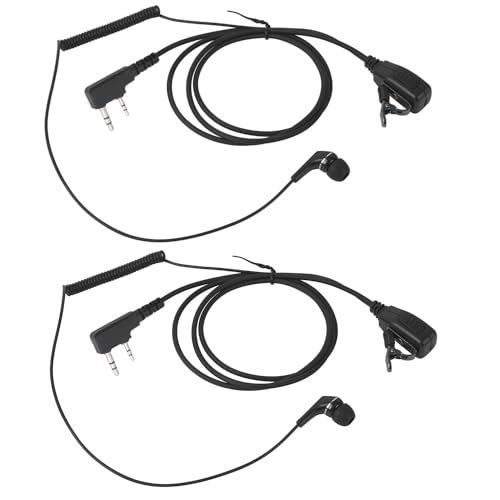2pack K1 Earbud Headset with PTT Mic, in Ear Earpiece for Baofeng UV-5R UV-82 UV-82HP BF-888S BF-F8HP AR-152 Arcshell Retevis RT17 RT18 RT19 RT21 RT22 RT27 RT68 RB26 H-777 Kenwood 2-Pin Radios