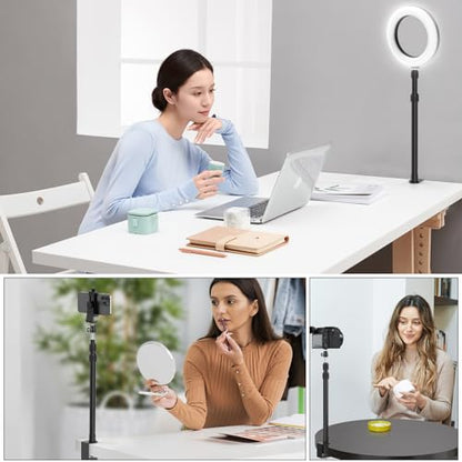 2 Pack Desk Mount with 1/4" & 3/8" Screws, Ball Head, 17-41" Adjustable Aluminum Stand, for DSLR & Ring Light