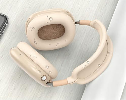 [4 in 1] Case Cover for AirPods Max 2/1 (2026/2024/2020) Ear Pad Case Cover/Headband Cover/Ear Cups Cover with Bling Star for Apple AirPods Max Headphones (Beige Star) - color: Beige Star