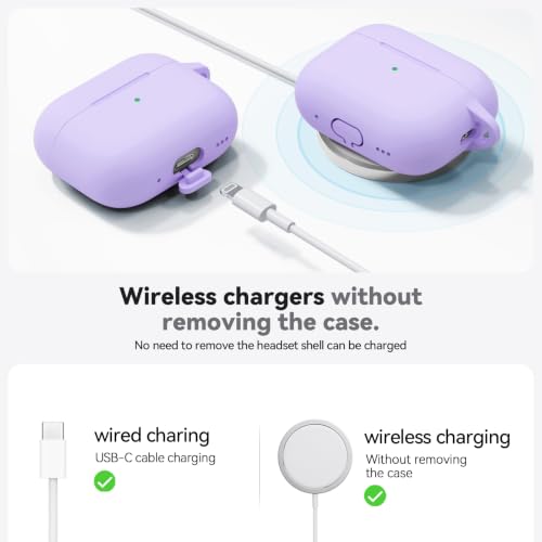Ljusmicker for AirPods Pro 3 Case 2025 with Cleaner Kit,Purple | Soft Silicone Protective Cover for Apple AirPod Pro 3rd Generation Case with Keychain for Women Men,Shockproof - color: B-Purple