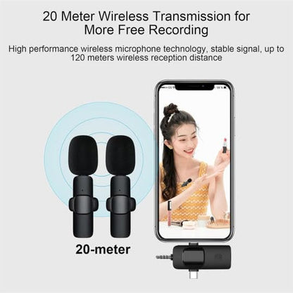 3 in 1 Wireless Lavalier Microphones for iPhone, iPad, Android, Camera, USB-C, 2.4GHz, Noise cancelation/Reduction, 70ft Range, for Video Recording, Live Streaming, Vlog, YouTube, TikTok