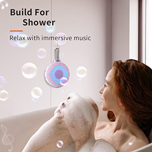 HEYSONG Waterproof Shower Bluetooth Speaker, Durable & Portable with Clear Sound, Ideal for Shower, Pool, Beach & Kayaking – Great Gifts for Girls, Women - color: Pink