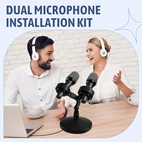 Universal Dual Microphone Kit with Twin Support Stand and Shock Mount for Recording Studios