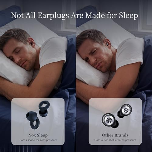 Nox Sleep Earplugs for Side Sleepers – Reusable Soft Silicone Ear Plugs for Sleeping – Comfortable Noise Reducing Earplugs for Snoring, Travel & Deep Sleep – 28dB Reusable Ear Plugs