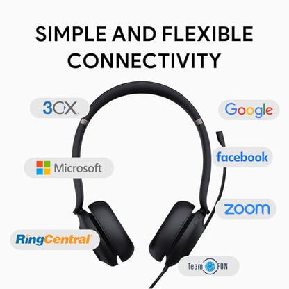 Yealink UH37 PC Headset with Microphone Stereo Teams Headset with USB-C/A | Wired Computer Headphones with Noise Cancelling Mic for Laptop Office Call Center On-Ear USB Headphone Zoom Teams Certified - style: Stereo