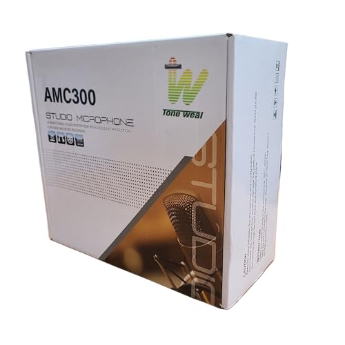 AMC300 Condenser Microphone Cardioid Studio Vocal Mic | Pure-Aluminum Diaphragm, Low Noise, High Sensitivity, Zinc-Alloy Body, Home Recording, Podcasting, Streaming, Singing
