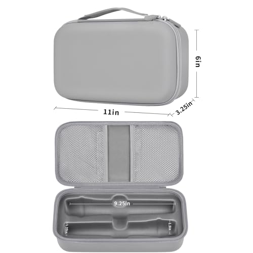 Wireless Microphone Case Compatible with JBL Wireless Two Microphone System, Handheld Dual Mic Travel Bag for Singing or Karaoke for Receivers, Adapters, AA Batteries - color: Lighting Grey