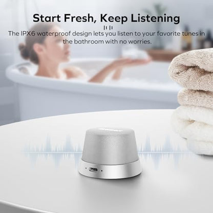 MOMAX Magnetic Portable Wireless Speaker, Enhanced Bass & Clear Sound | IPX6 Waterproof with Aluminum Alloy Design & 12H Playtime for Travel, Shower, Kitchen & More - color: Silver