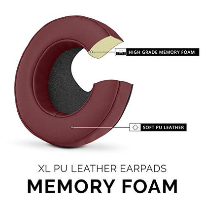 Brainwavz XL Large Replacement Memory Foam Earpads - Suitable for Many Other Large Over The Ear Headphones - Sennheiser, AKG, HifiMan, ATH, Philips, Fostex, Sony (Dark Red) - color: Dark Red