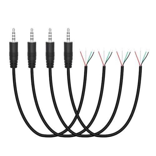 3.5mm Male Plug to 4Pin Bare Wire Open End Cable 1.6FT, TRRS 4 Pole 1/8'' | 3.5mm Audio Plug Stereo Audio Wire, Auxiliary Audio Connector Jack, for 3.5mm Earphone Microphone DIY Cable Repair - 4Pcs - color: 3.5mm Male Plug TRRS 4 Pole - 0.5M/1.6FT